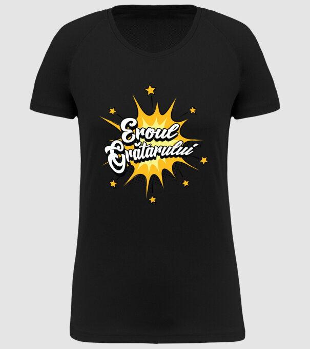 Eroul Grătarului model negru pe tricou
