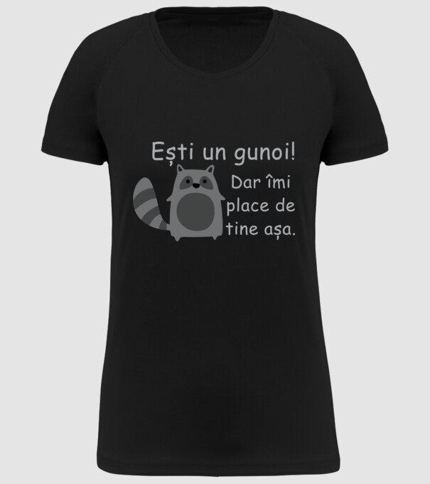ești un gunoi! dar îmi place de tine așa model negru pe tricou