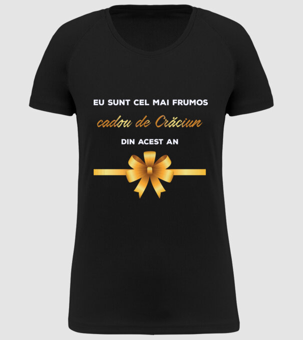 Eu sunt cel mai frumos cadou de Crăciun din acest an model negru pe tricou