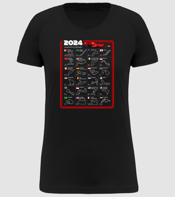 F1 calendar 2024 model negru pe tricou