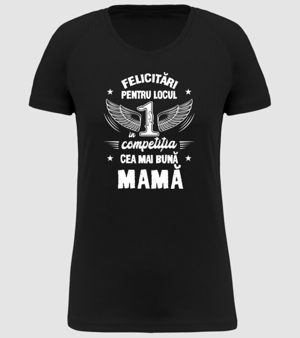 Felicitări pentru locul 1 în competiția Cel mai bun tată! model negru pe tricou