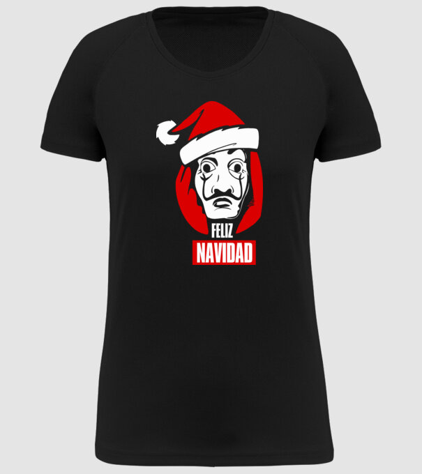 feliz navidad merry christmas money heist model negru pe tricou