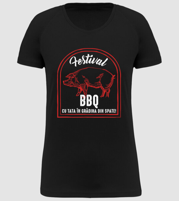 Festival BBQ - cu tata în grădina din spate! model negru pe tricou
