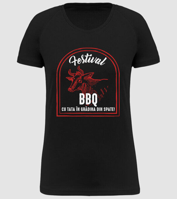 Festival BBQ - cu tata în grădina din spate! model negru pe tricou