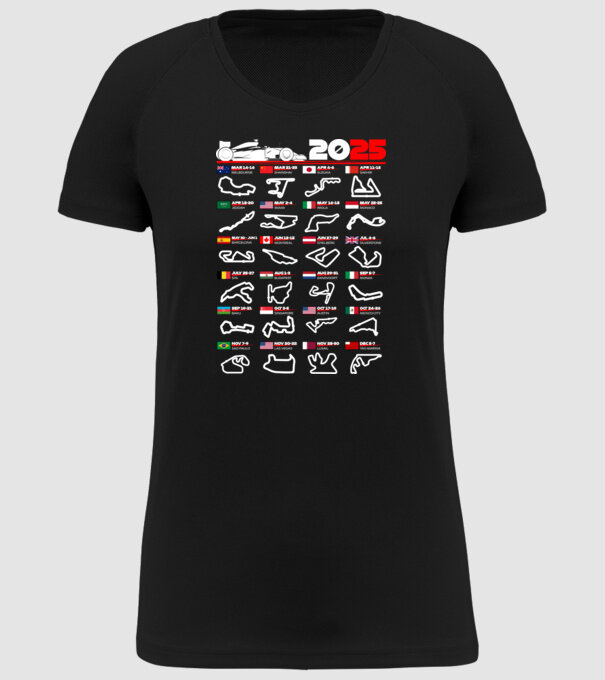 F1 calendar 2025 negru model negru pe tricou