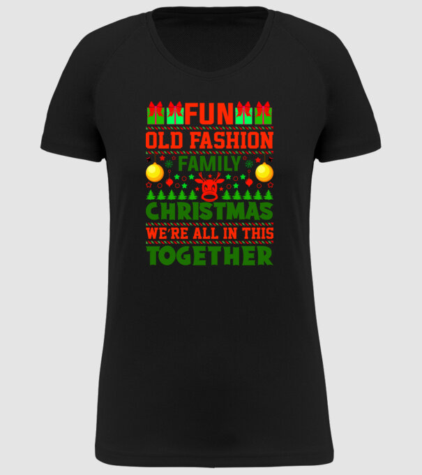 fun old fashion family christmas model negru pe tricou