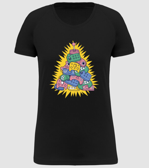 Gamer controller christmas tree model negru pe tricou