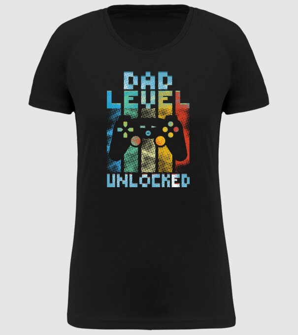 Gamer Dad level unlocked model negru pe tricou