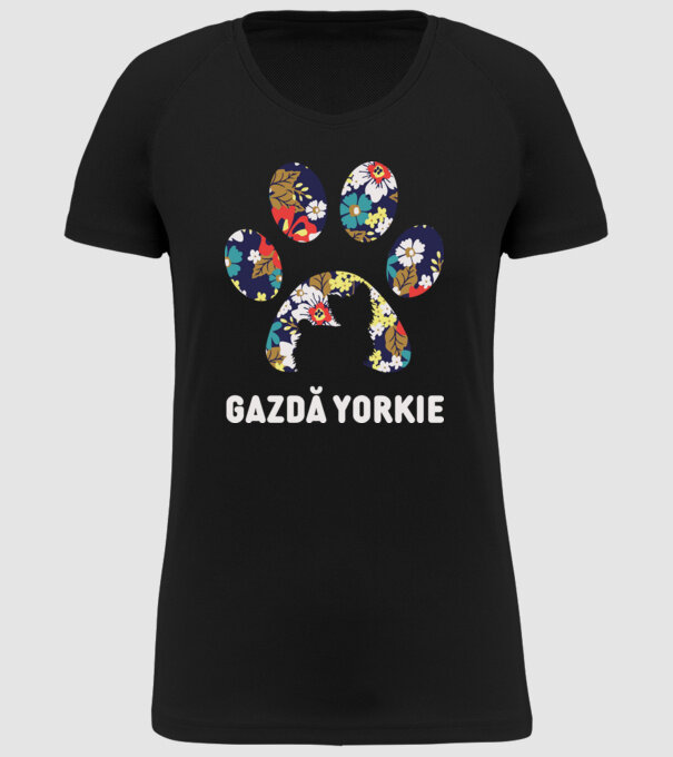Gazdă Yorkie model negru pe tricou