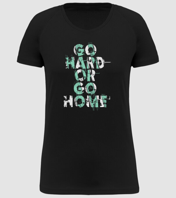 Go Hard or Go Home model negru pe tricou