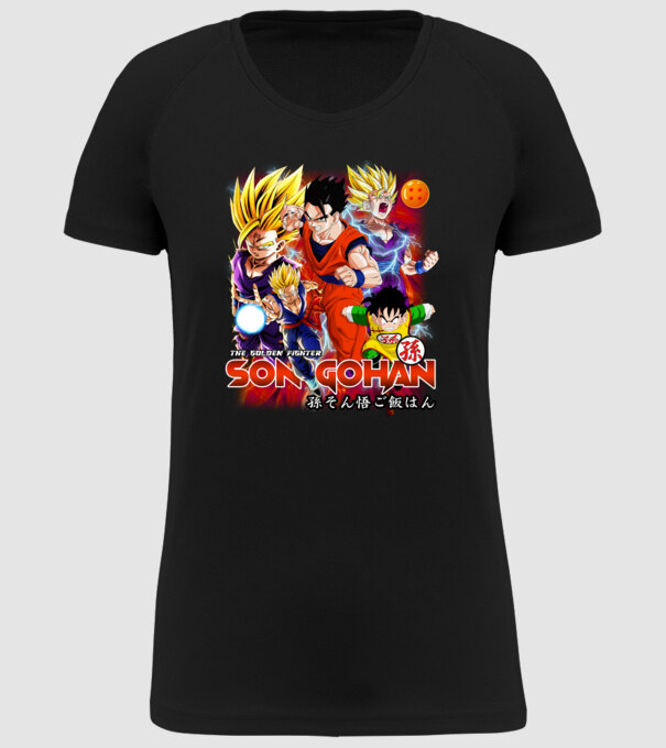 gohan dragonball model negru pe tricou