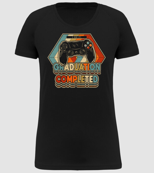 Graduatuion completed retro model negru pe tricou