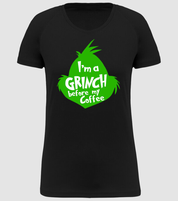 Grinch before coffee model negru pe tricou