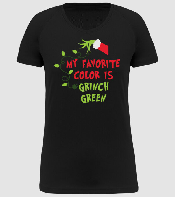 Grinch Green model negru pe tricou