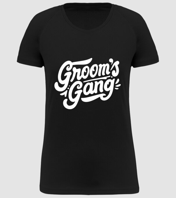 Grooms Gang model negru pe tricou
