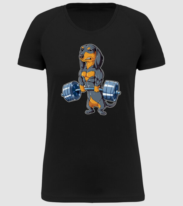 Gym teckel model negru pe tricou