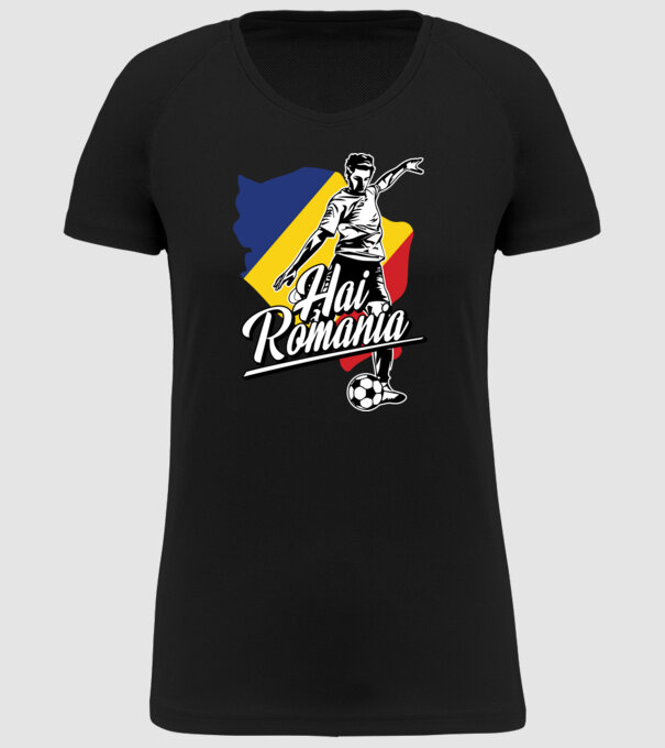 Hai romania fotbal model negru pe tricou