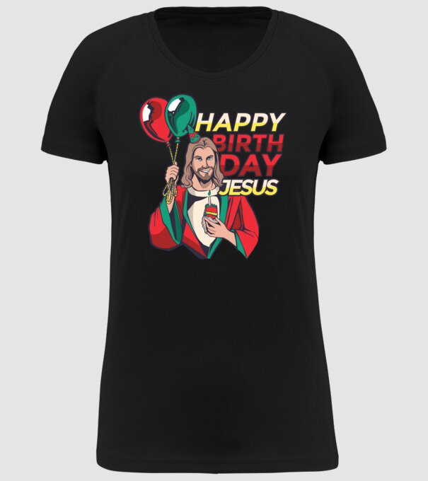 Happy Birtday Jesus! model negru pe tricou