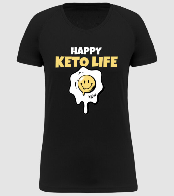 HAPPY KETO LIFE model negru pe tricou