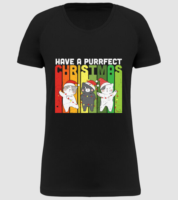 Have a purrfect christmas model negru pe tricou