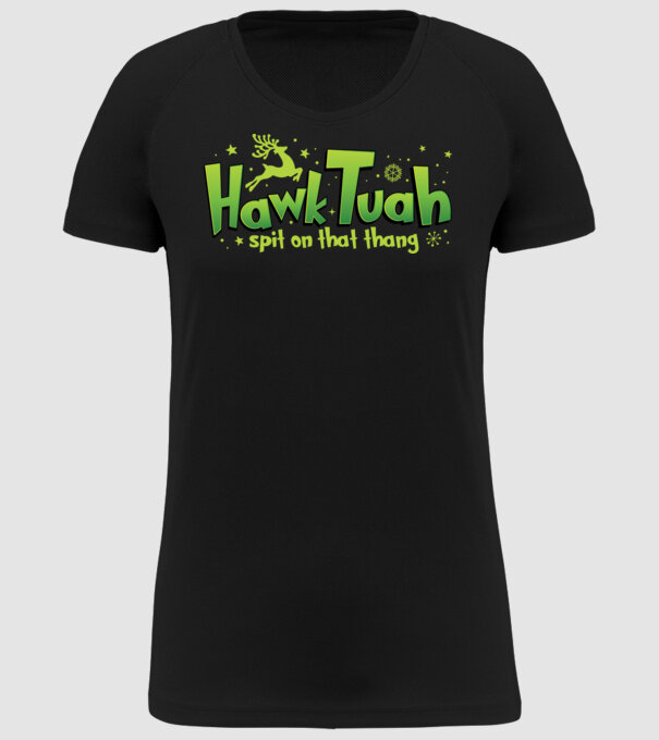 Hawk tuah xmas model negru pe tricou