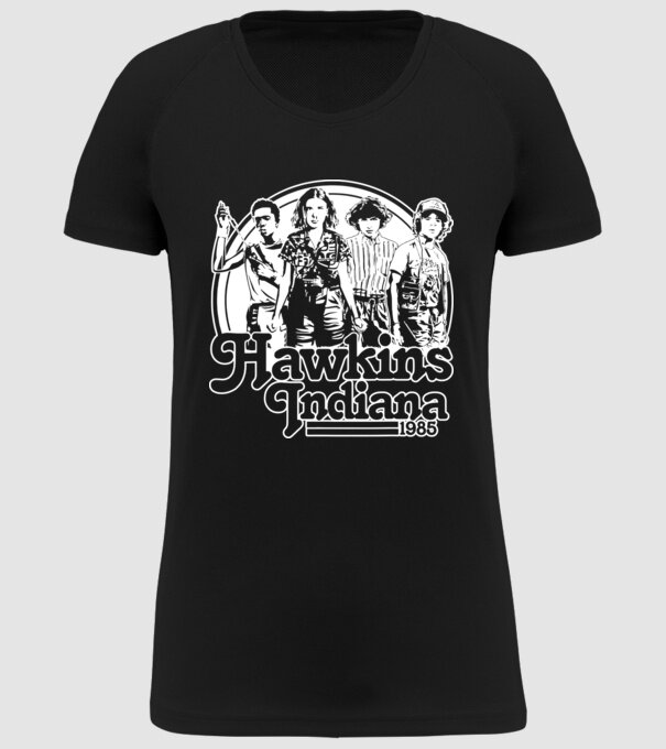 hawkins indiana stranger things2 model negru pe tricou