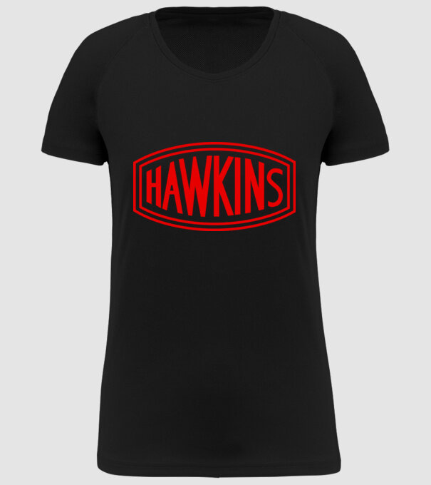 hawkins stranger things model negru pe tricou