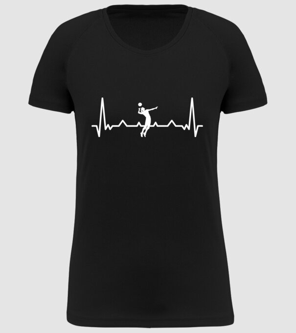 Heartbeat with volleyball model negru pe tricou