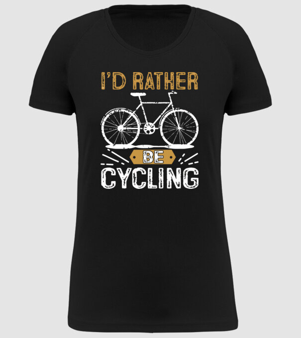 I'd rather be cycling model negru pe tricou