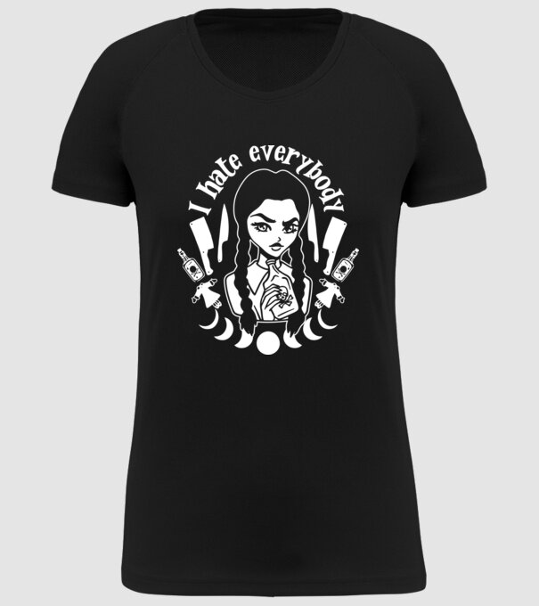  I hate everybody cartoon model negru pe tricou