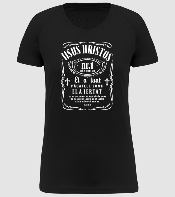 Iisus Hristos nr. 1 mântuitor El a luat păcatele lumii, El a iertat, El nu L-a trimis pe Fiul Său în lume ca să judece lumea, ci model negru pe tricou
