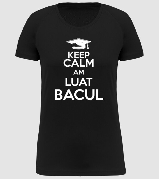 Keep calm, am luat bacul model negru pe tricou