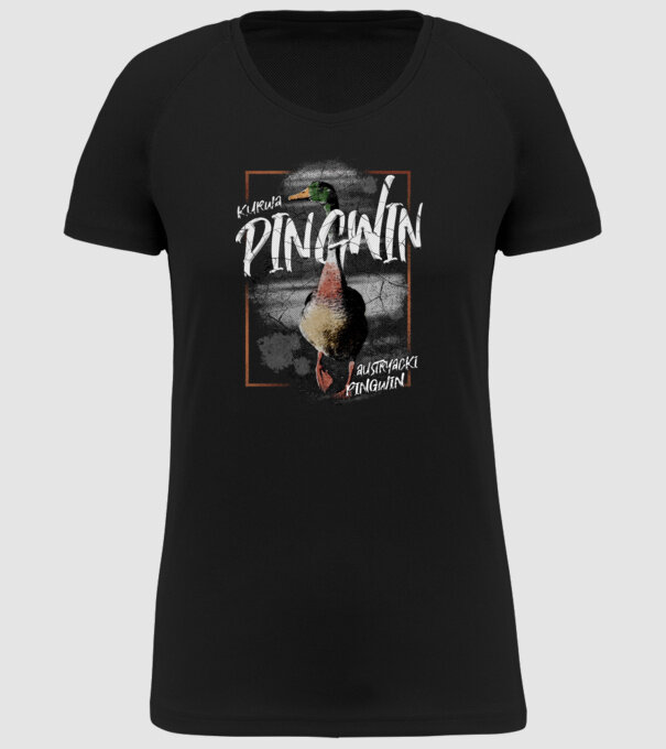 Kurwa pingwin model negru pe tricou