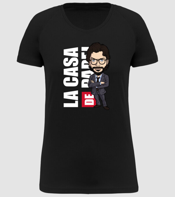 la cas de papel professor model negru pe tricou