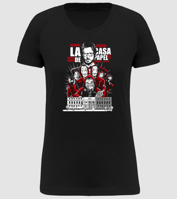 la casa de papel family model negru pe tricou