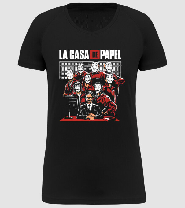 La casa de papel grupo model negru pe tricou