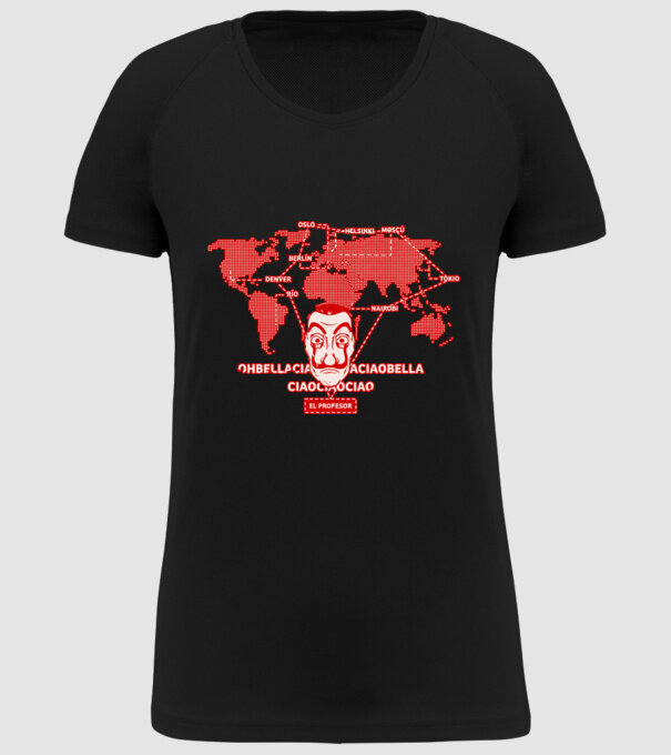 la casa de papel map model negru pe tricou