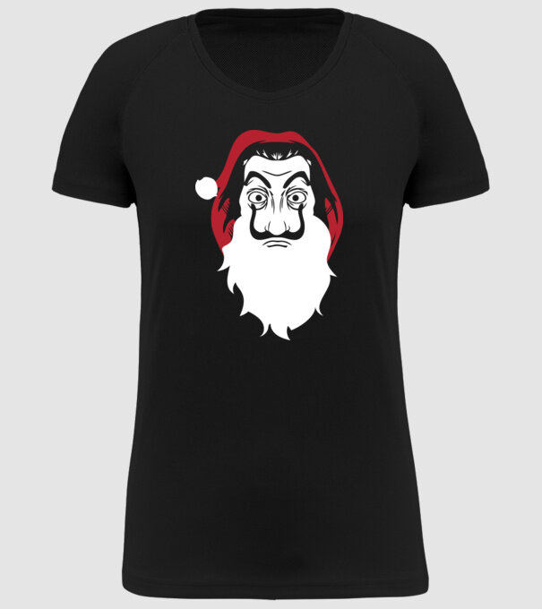 la casa de papel santa model negru pe tricou