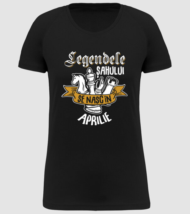 Legendele șahului se nasc în aprilie model negru pe tricou