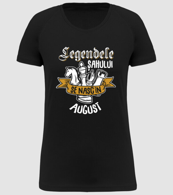 Legendele șahului se nasc în august model negru pe tricou