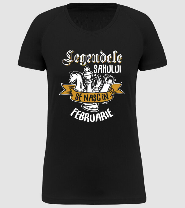 Legendele șahului se nasc în februarie model negru pe tricou