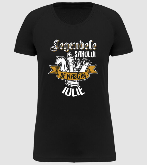 Legendele șahului se nasc în iulie model negru pe tricou