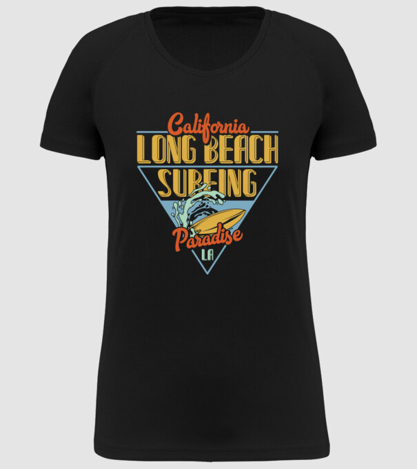 Long Beach model negru pe tricou