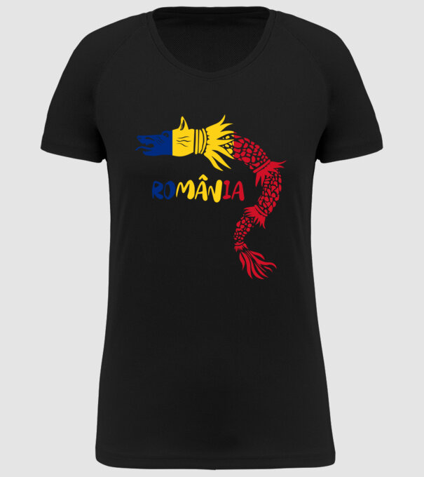 Lupul dacic model negru pe tricou