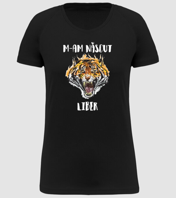 m-am născut liber model negru pe tricou
