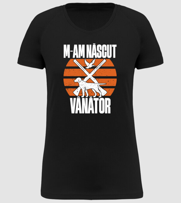 M-am născut vânător model negru pe tricou
