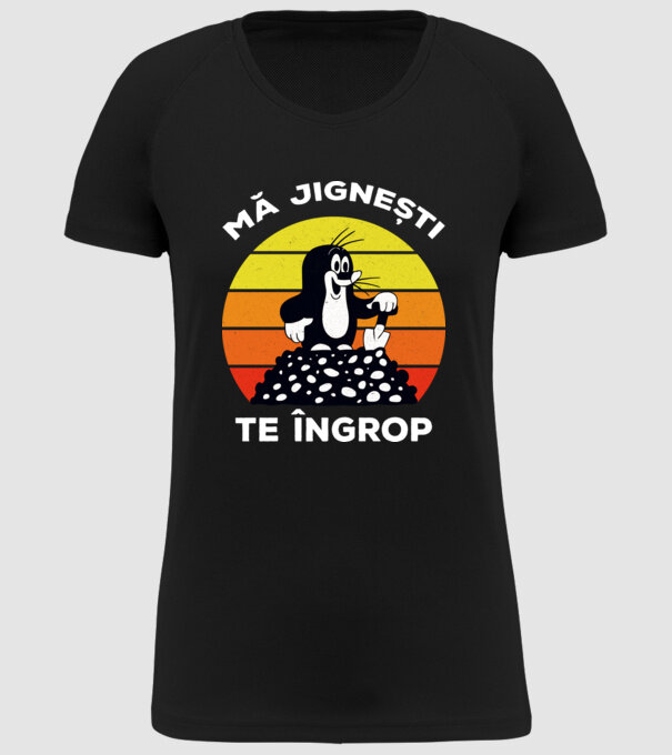 mă jignești, te îngrop model negru pe tricou