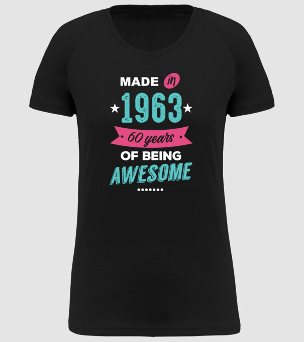 Made in 1963 model negru pe tricou