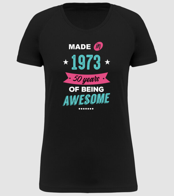 MADE IN 1973 model negru pe tricou