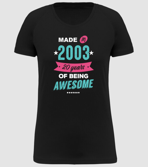 Made in 2003 model negru pe tricou